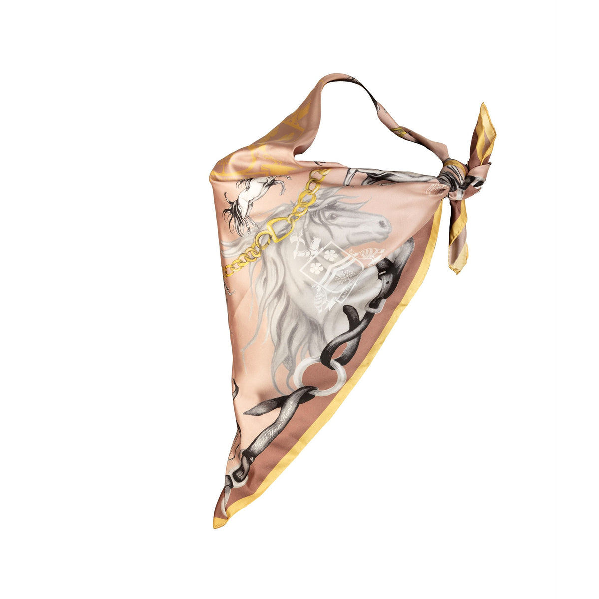 Hold Your Horses Large Square Pink Silk Scarf