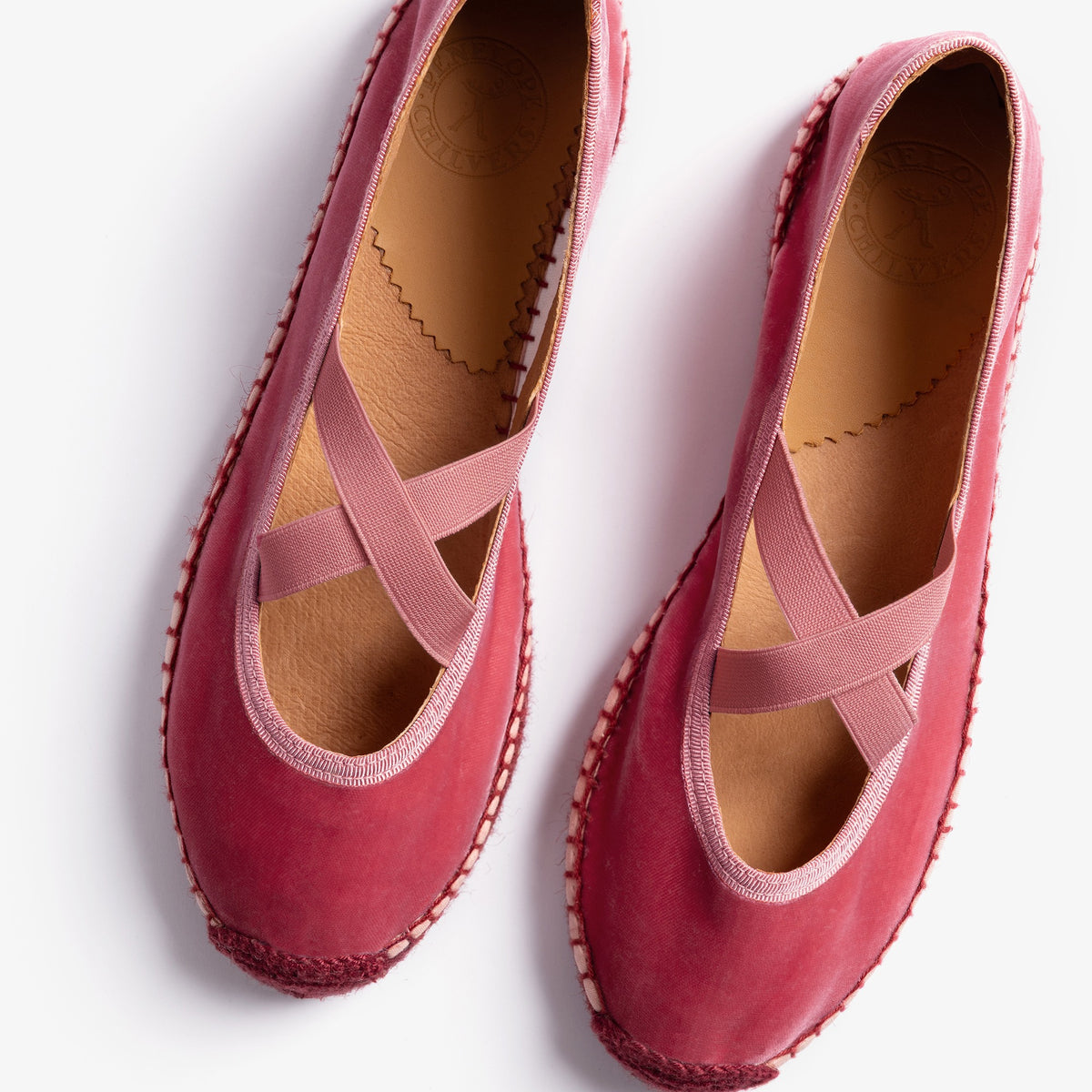 Penelope Chilvers Rose Pink Chico Velvet Espadrilles