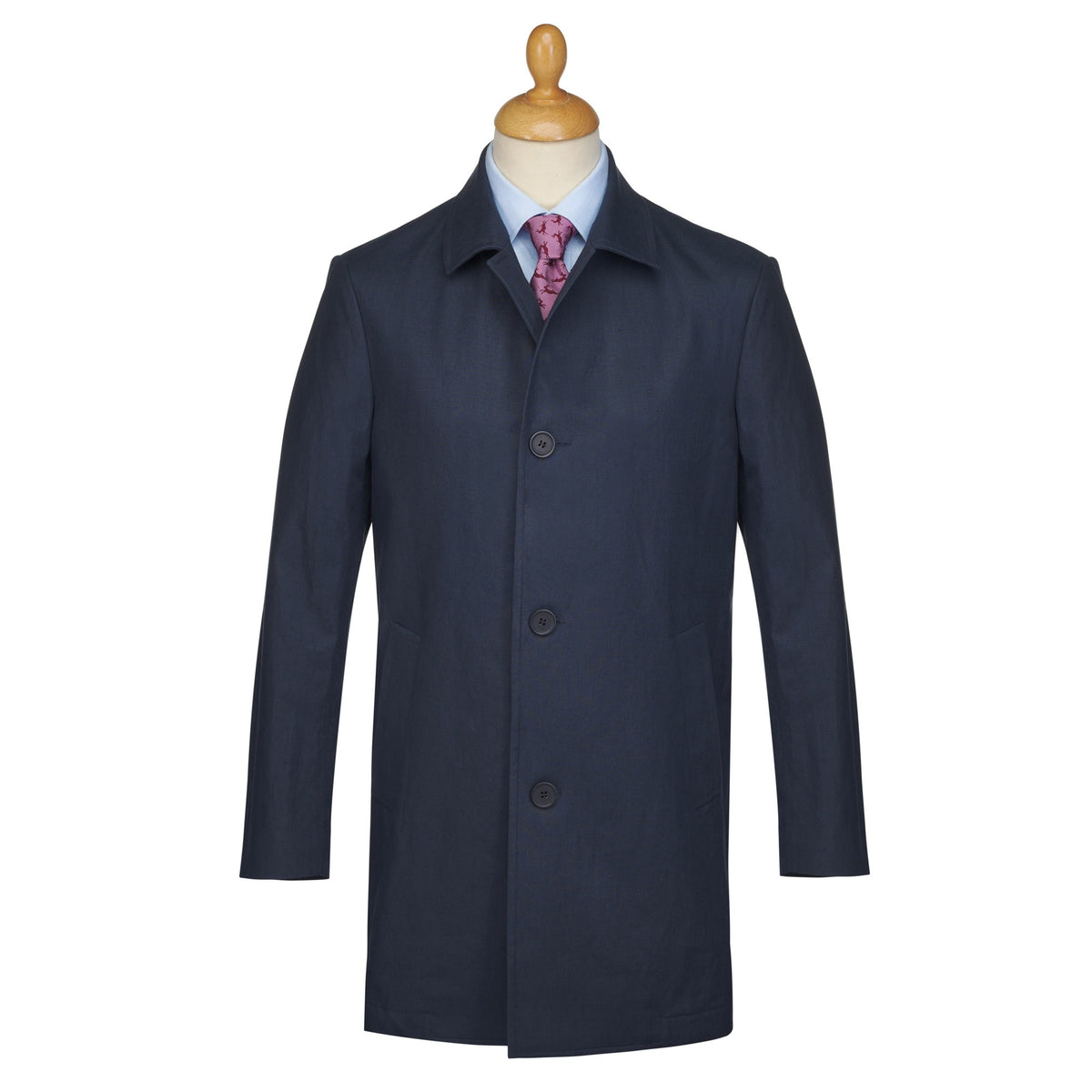 Navy Alderley Linen Raincoat