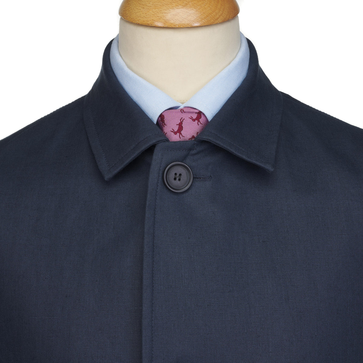 Navy Alderley Linen Raincoat