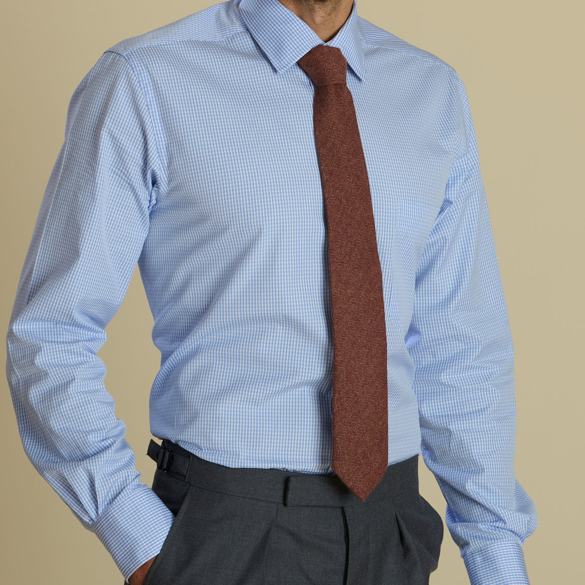 Rust Herringbone Cashmere Tie