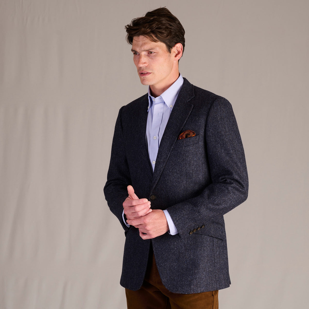 Navy Haworth Herringbone Blazer