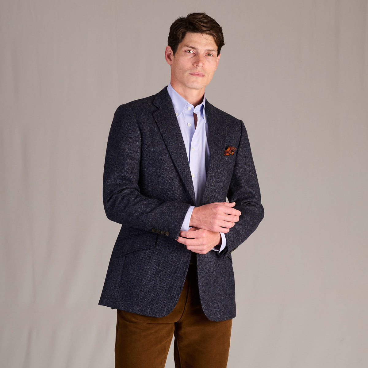 Navy Haworth Herringbone Blazer