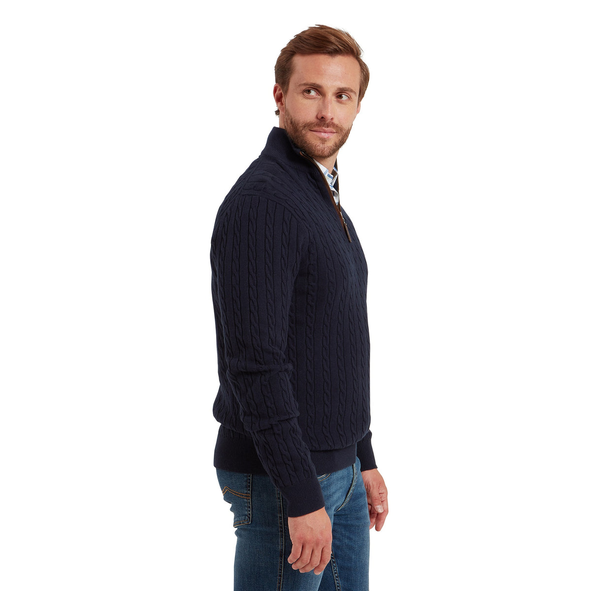 Schöffel Navy Calton Cable ¼ Zip Jumper