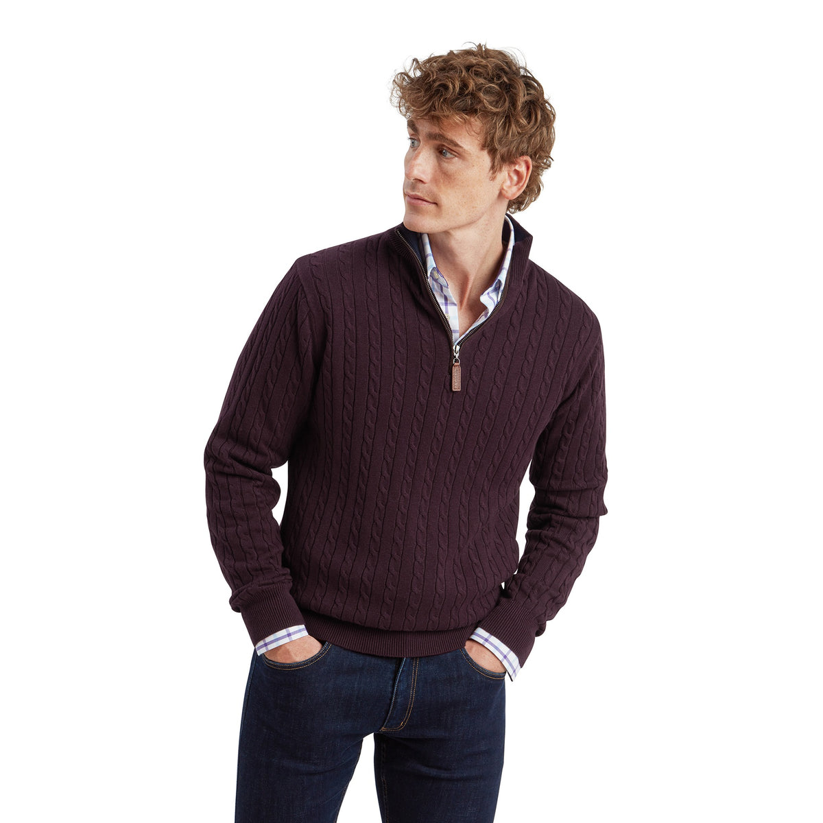 Schöffel Wine Calton Cable ¼ Zip Jumper