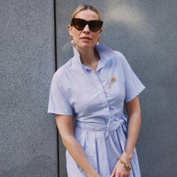 Striped Seersucker Shirt Dress