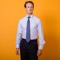 White Blue Check Brushed Oxford Shirt