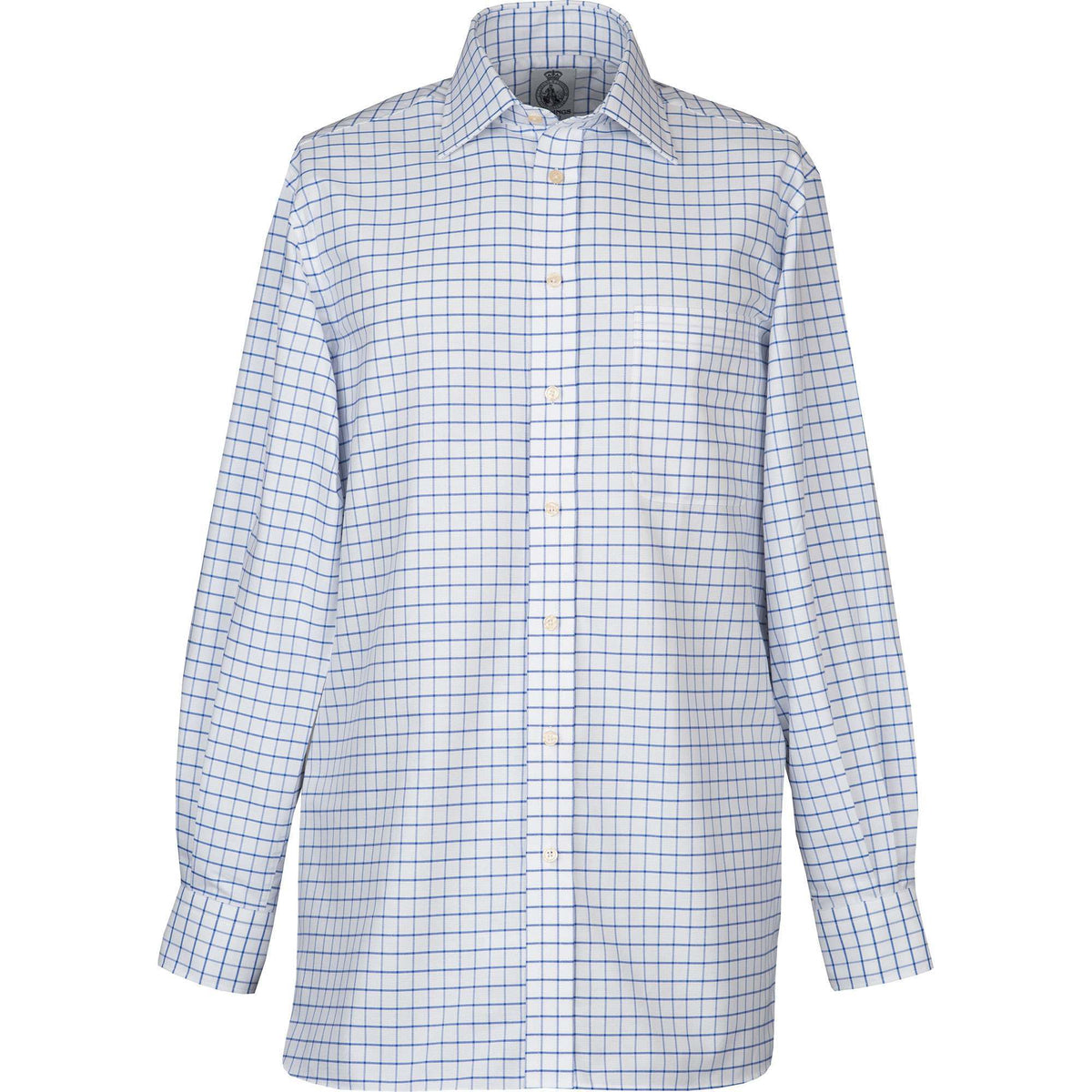 White Blue Check Brushed Oxford Shirt