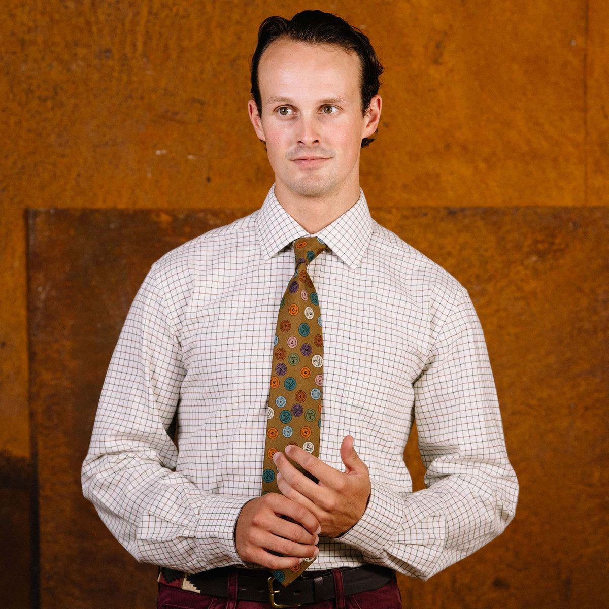 Brown Green Small Tattersall Shirt