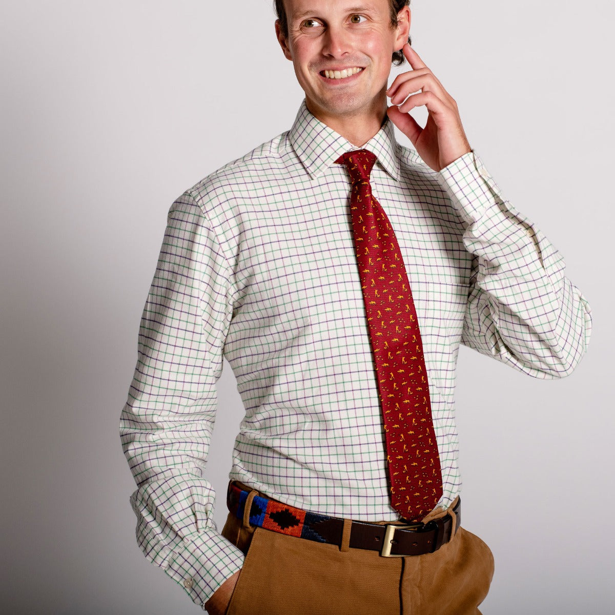 Green Purple Medium Tattersall Shirt