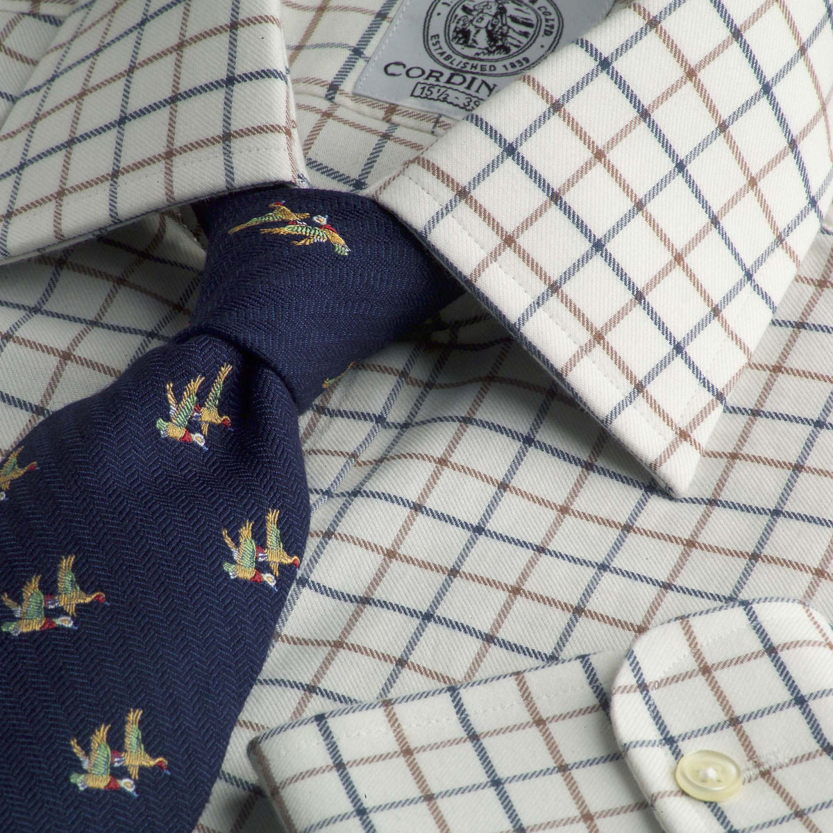Blue Brown Medium Tattersall Shirt