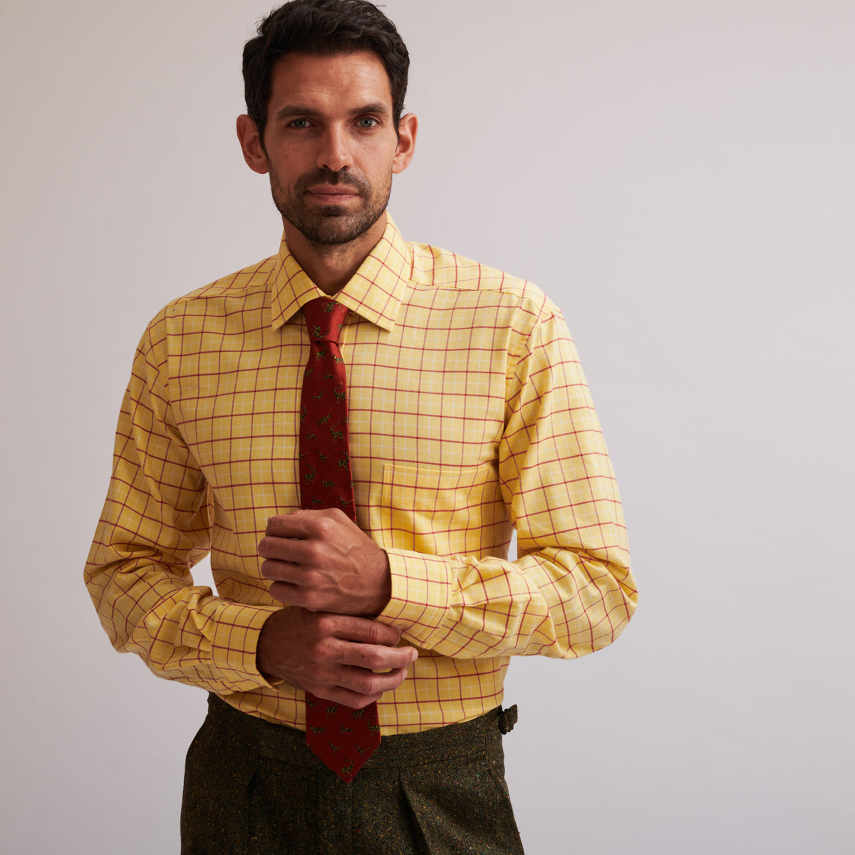 Yellow and Red Check Medium Tattersall Shirt