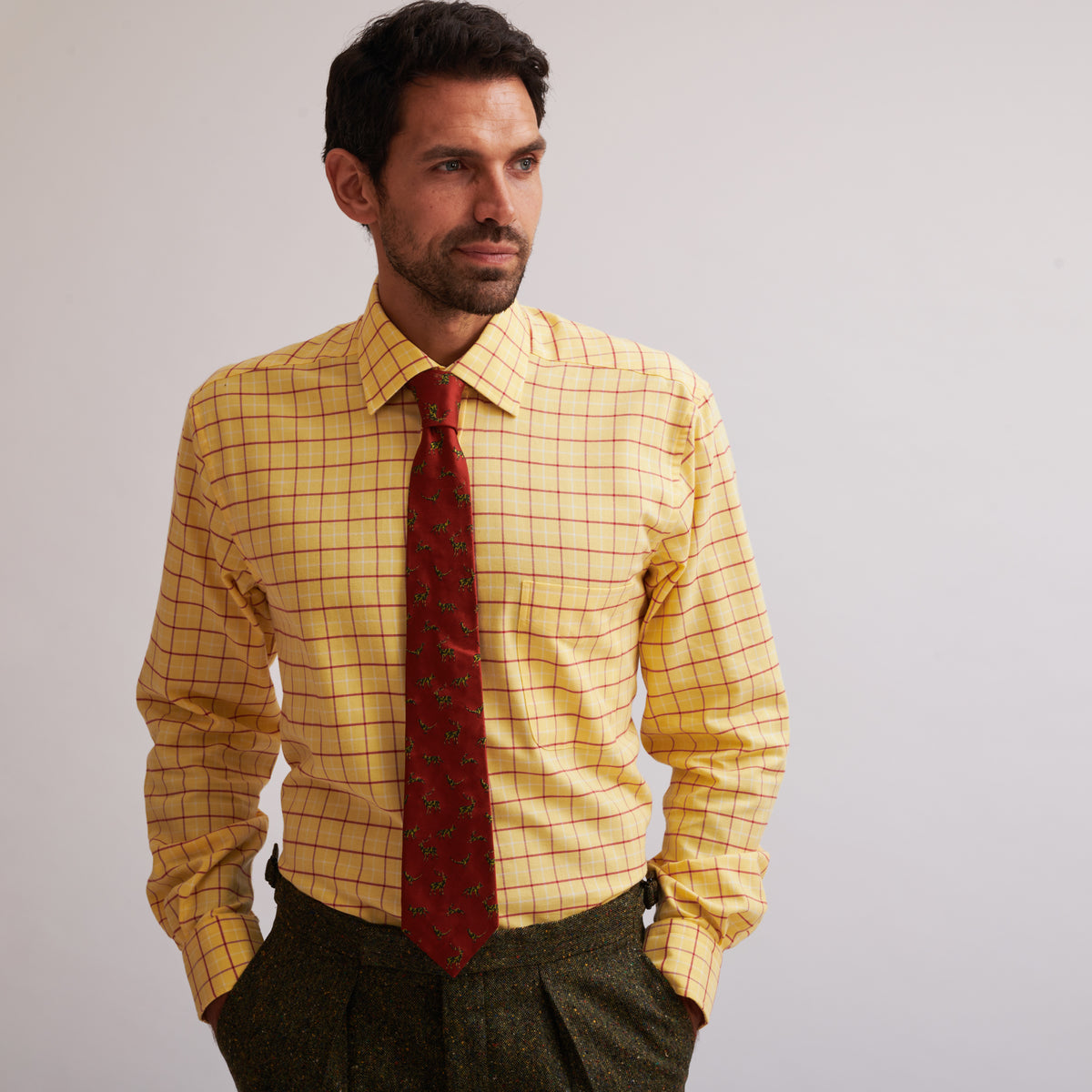Yellow and Red Check Medium Tattersall Shirt
