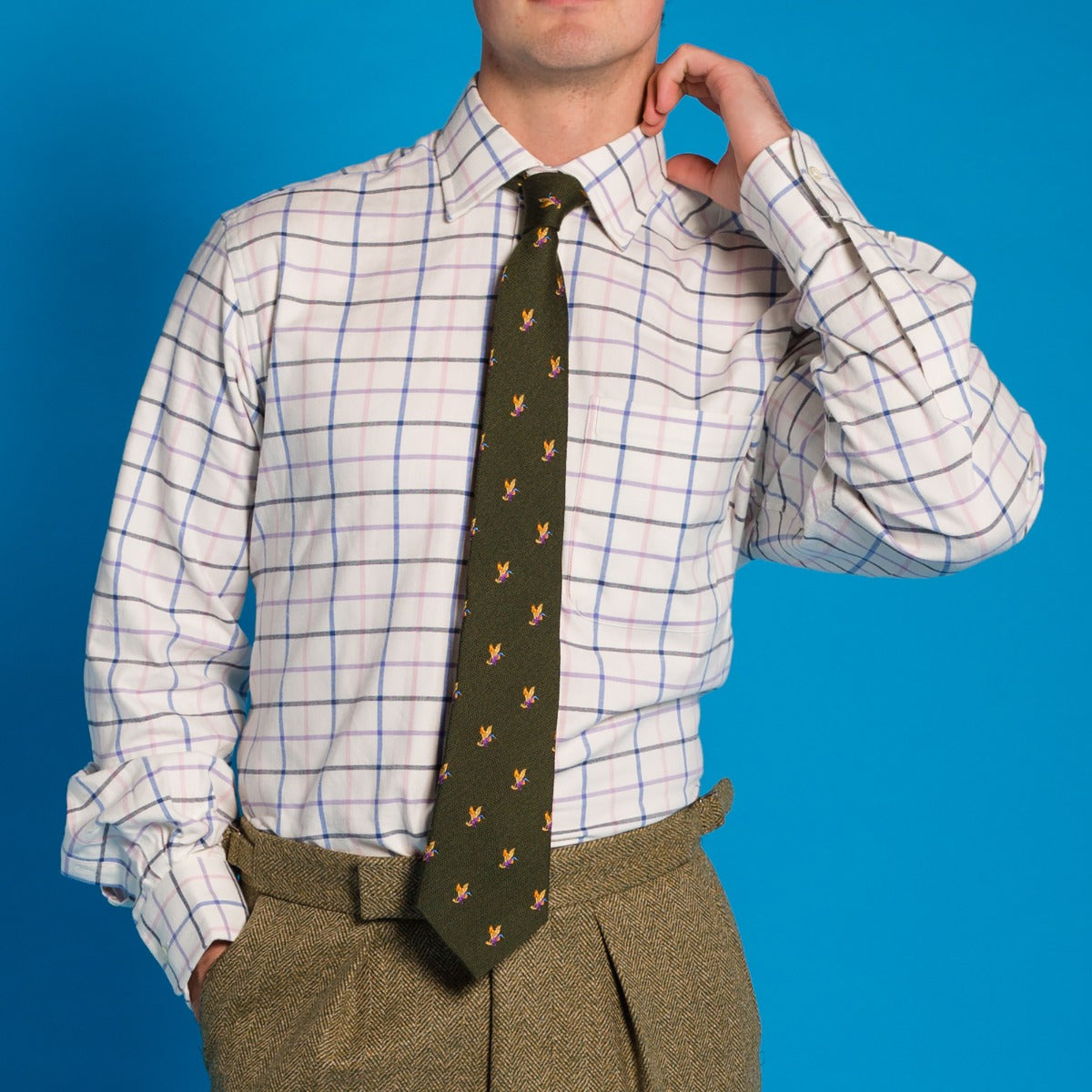 Blue Pink Large Overcheck Tattersall Shirt