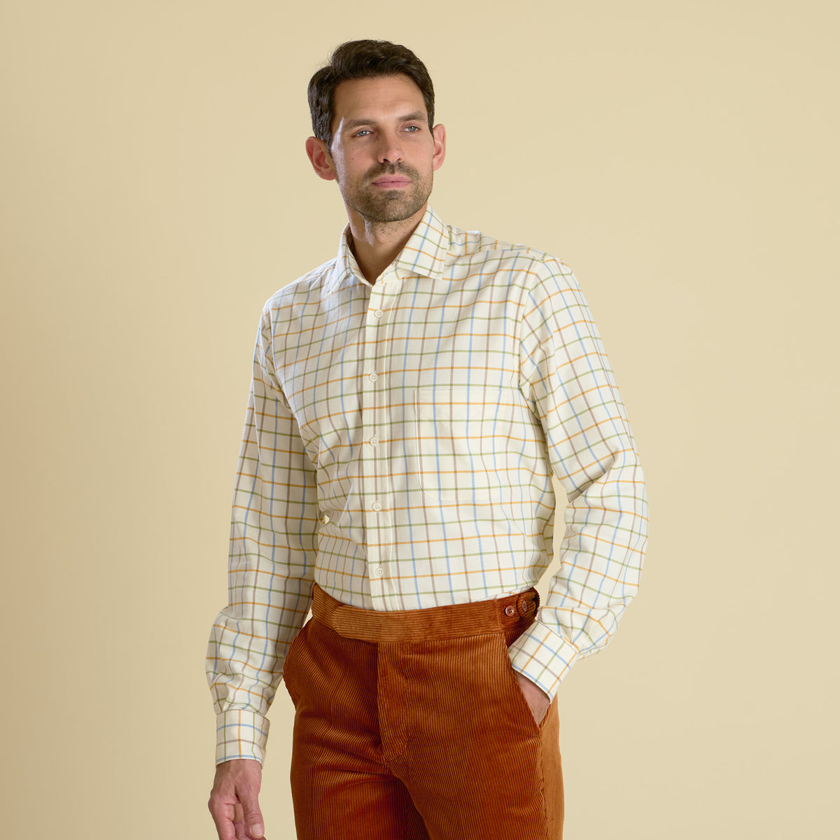 Pale Blue Large Overcheck Tattersall Shirt