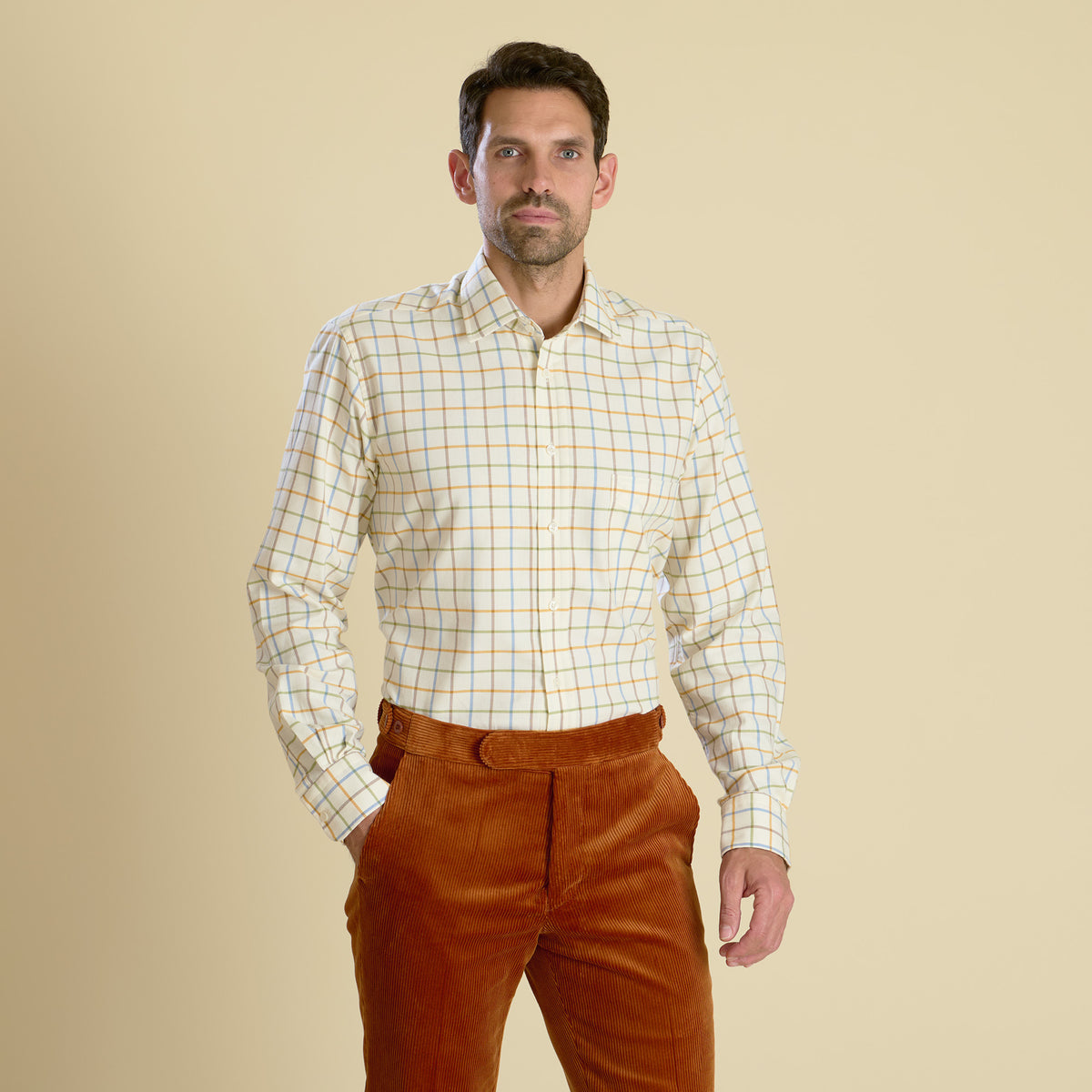 Pale Blue Large Overcheck Tattersall Shirt