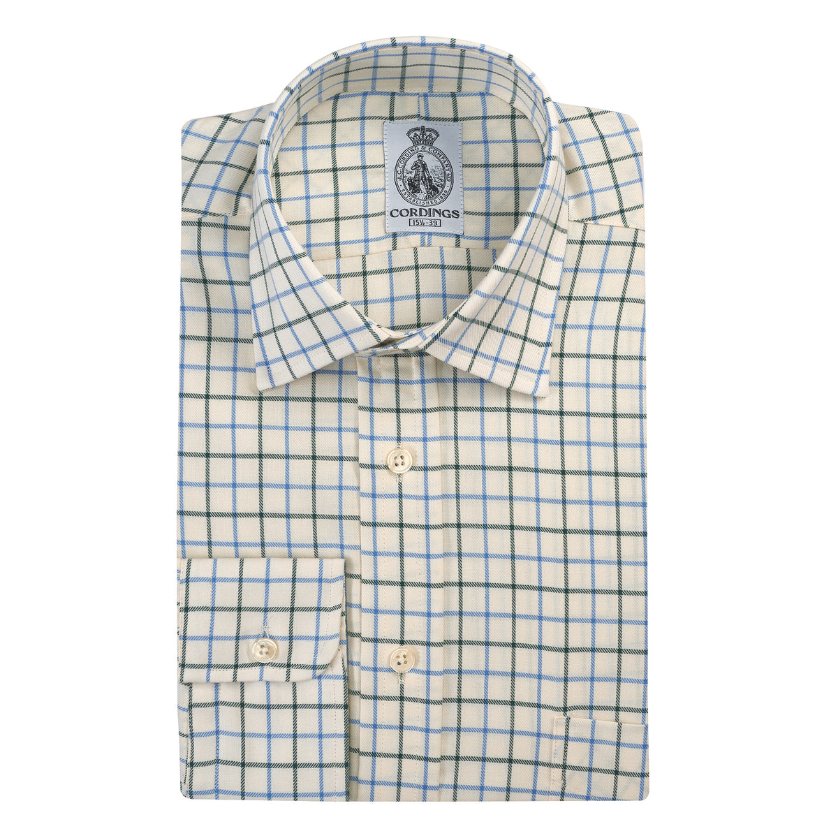 Blue Green Medium Check Tattersall Shirt
