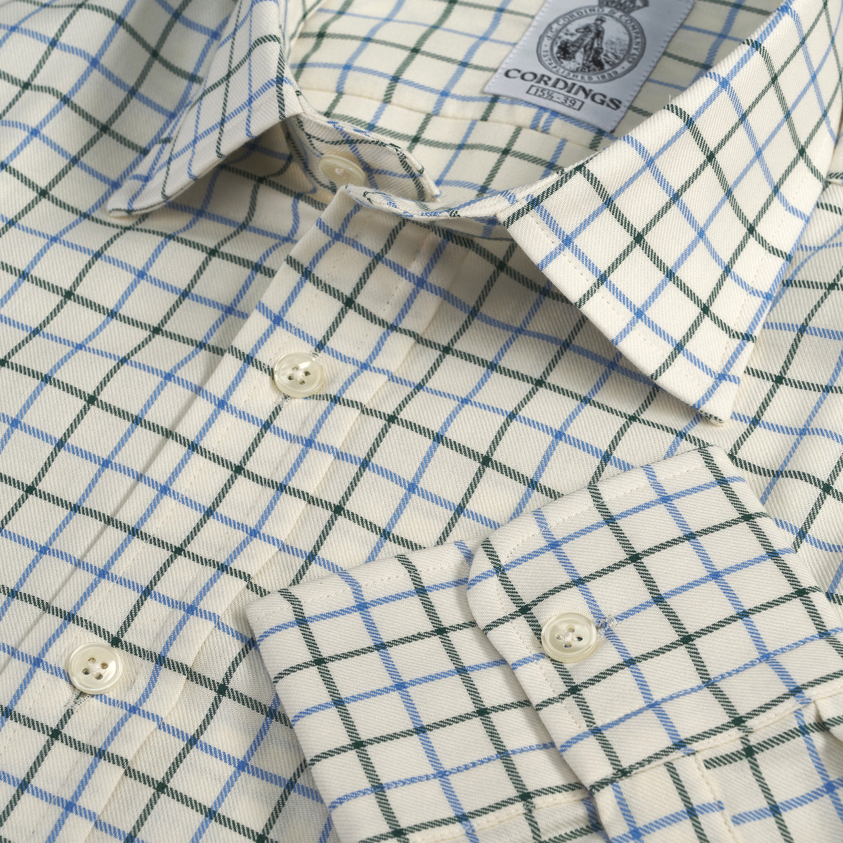 Blue Green Medium Check Tattersall Shirt