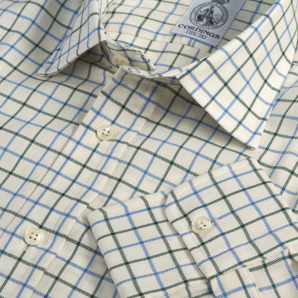 Blue Green Medium Check Tattersall Shirt
