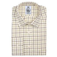 Brown Green Medium Check Tattersall Shirt