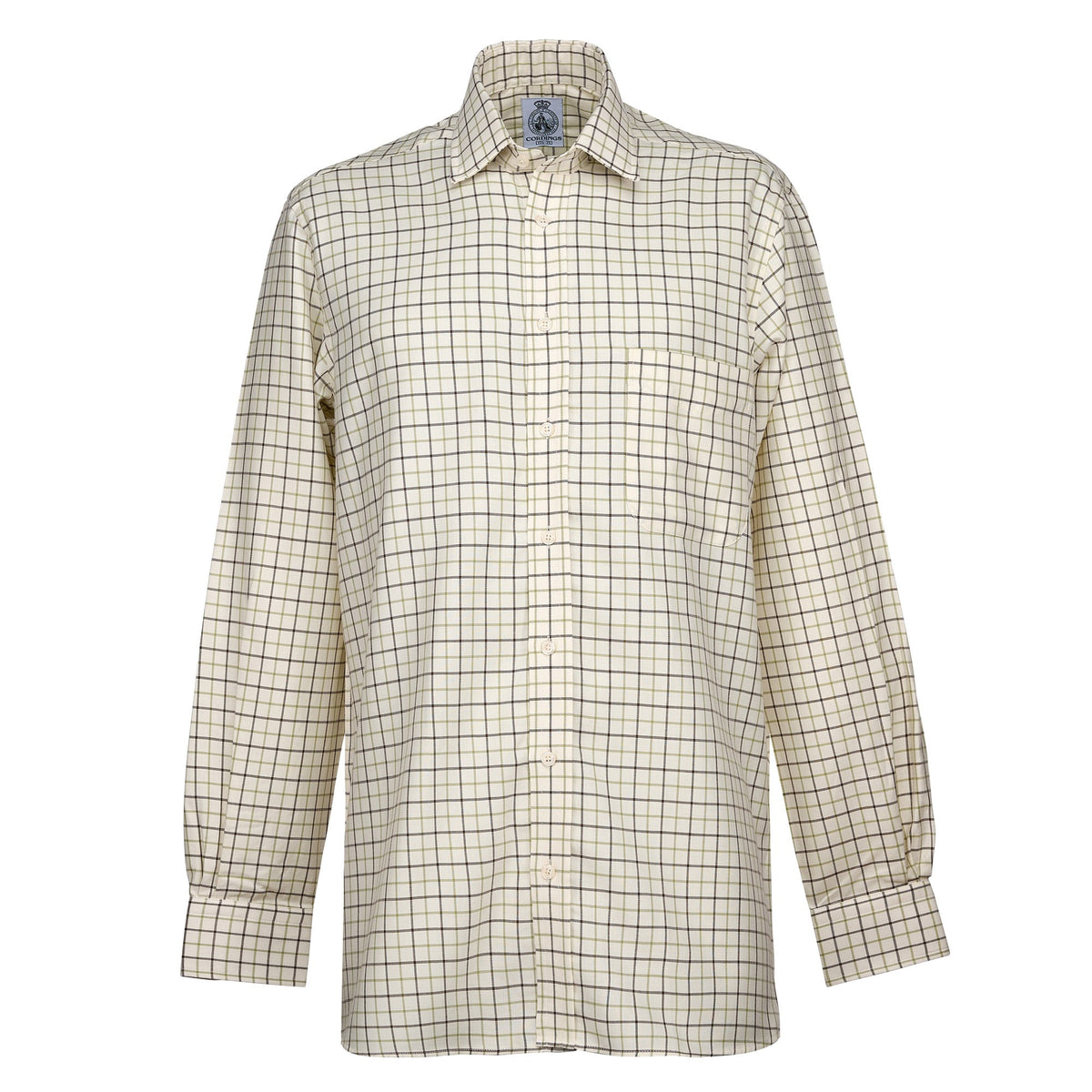 Brown Green Medium Check Tattersall Shirt