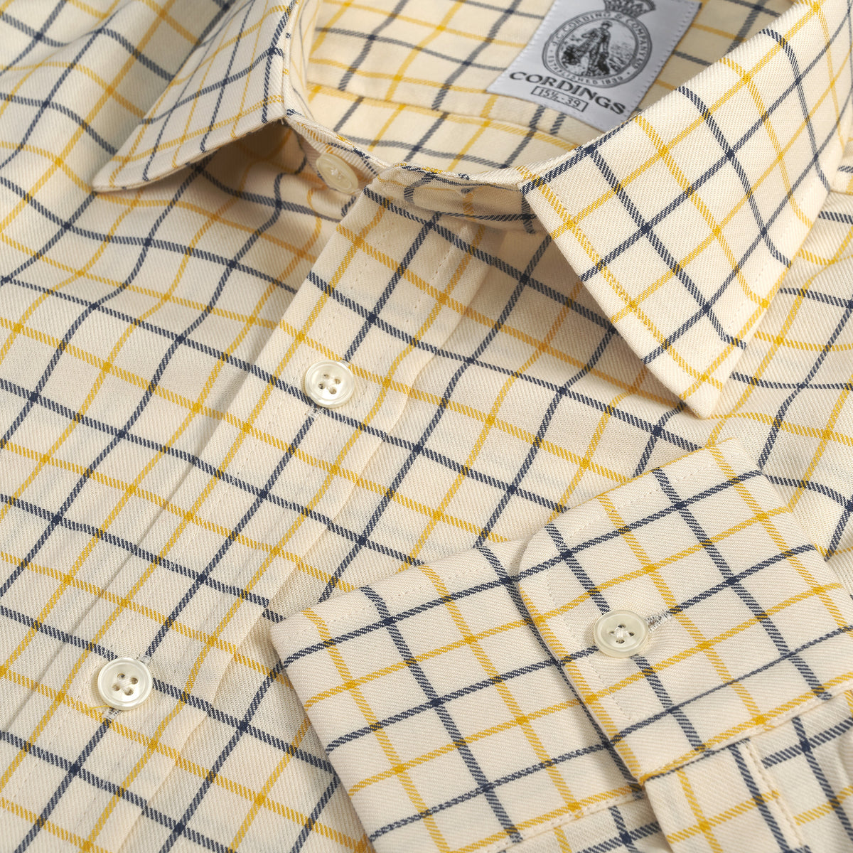 Yellow Navy Medium Check Tattersall Shirt