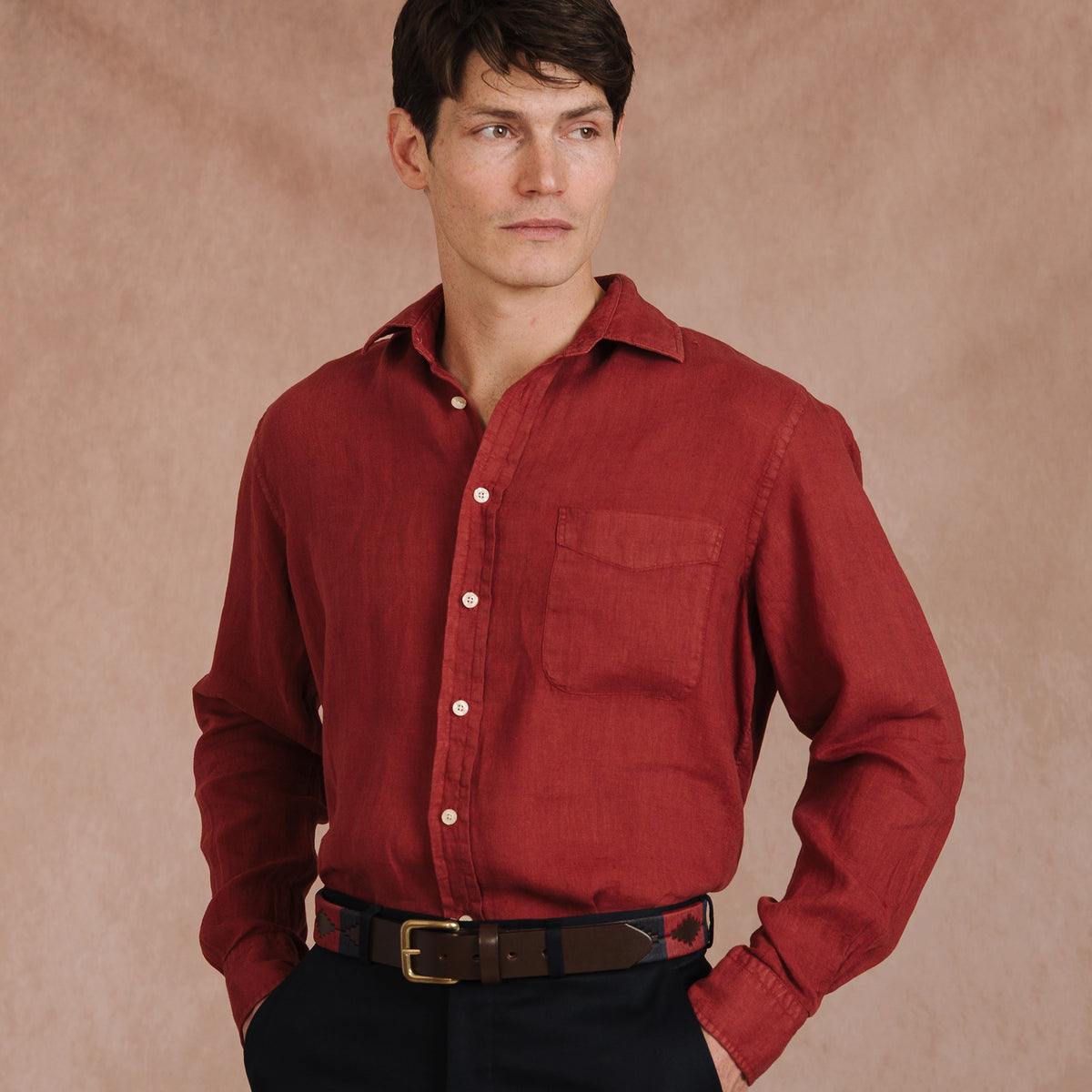 Burnt Sienna Vintage Linen Shirt
