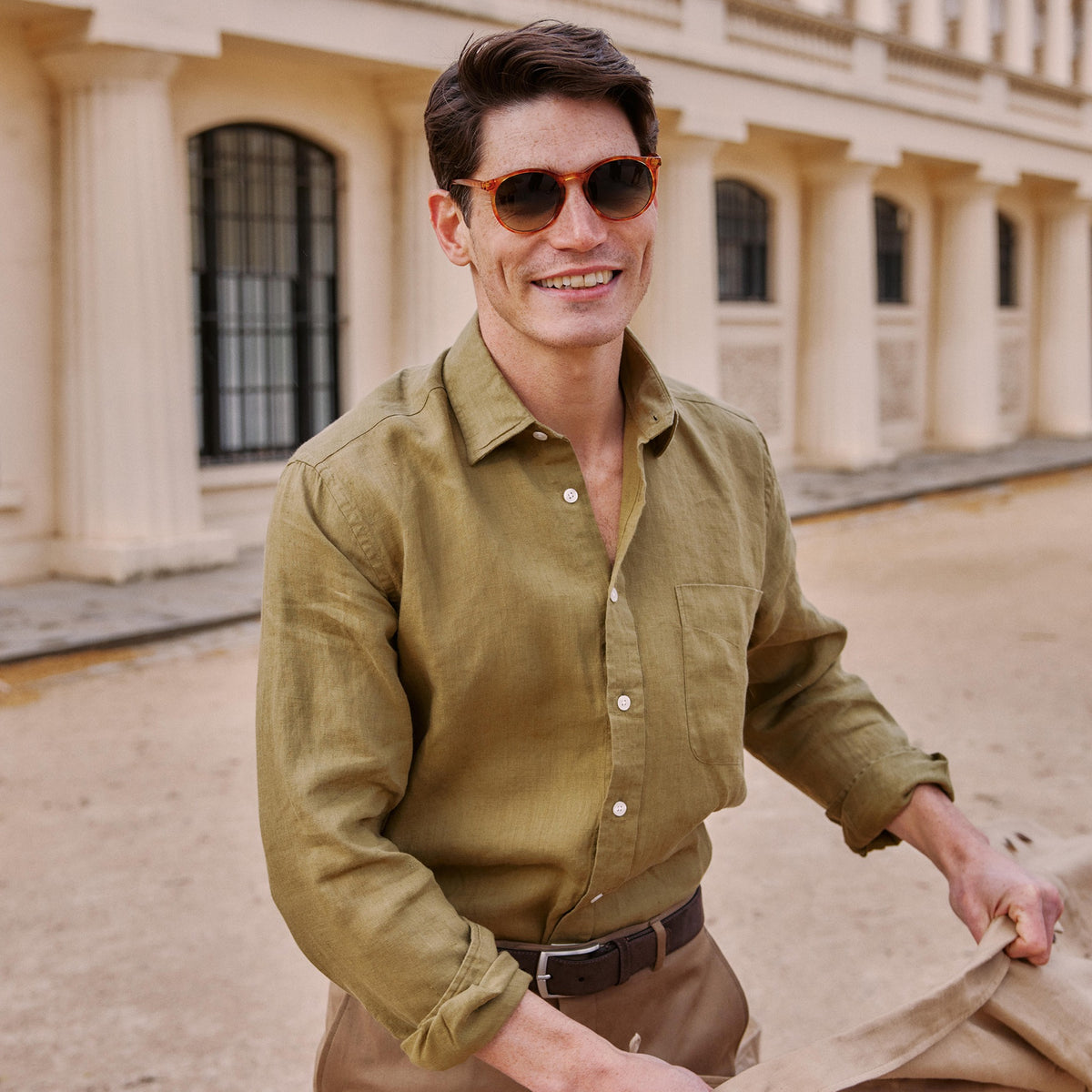 Khaki Vintage Linen Shirt