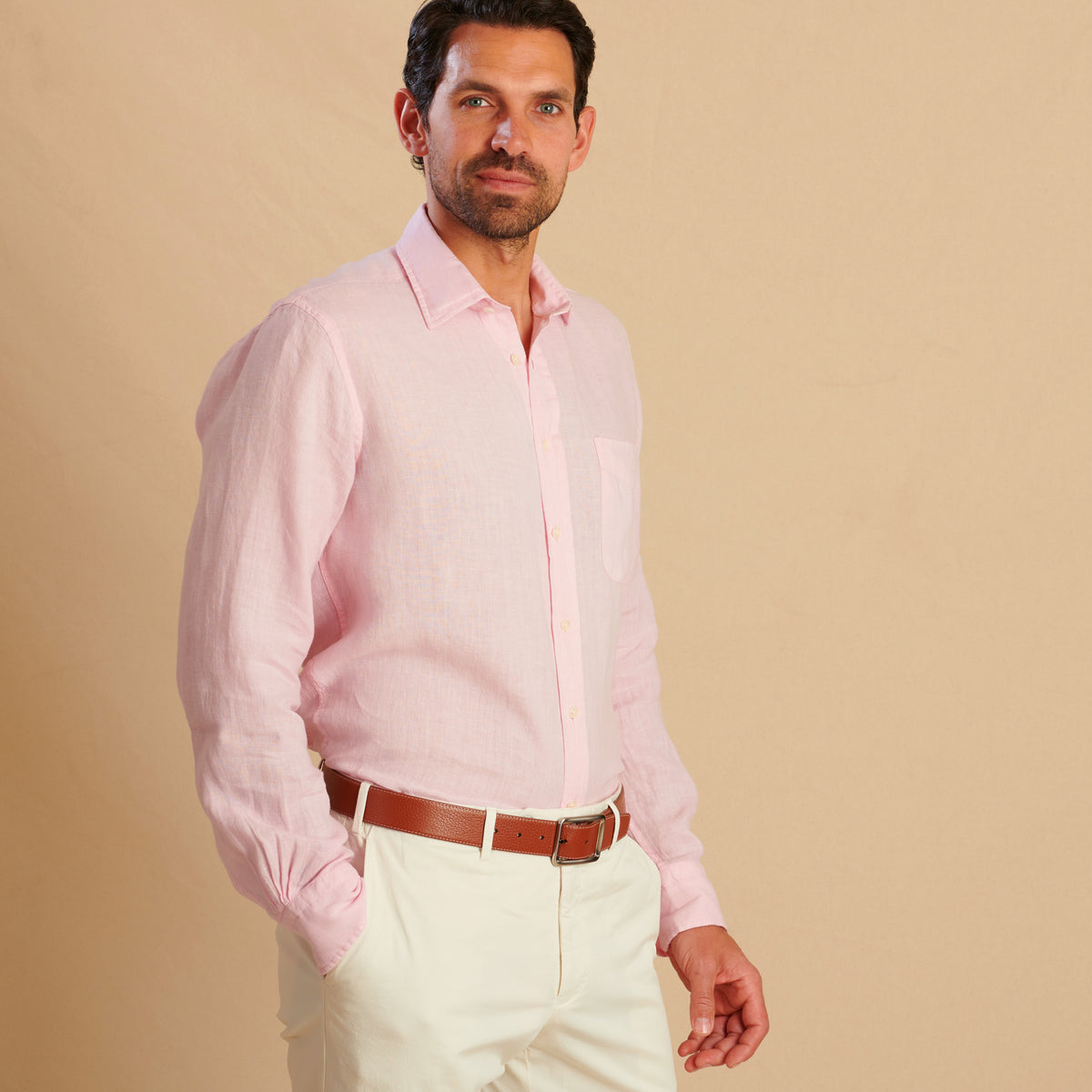 Soft Pink Vintage Linen Shirt