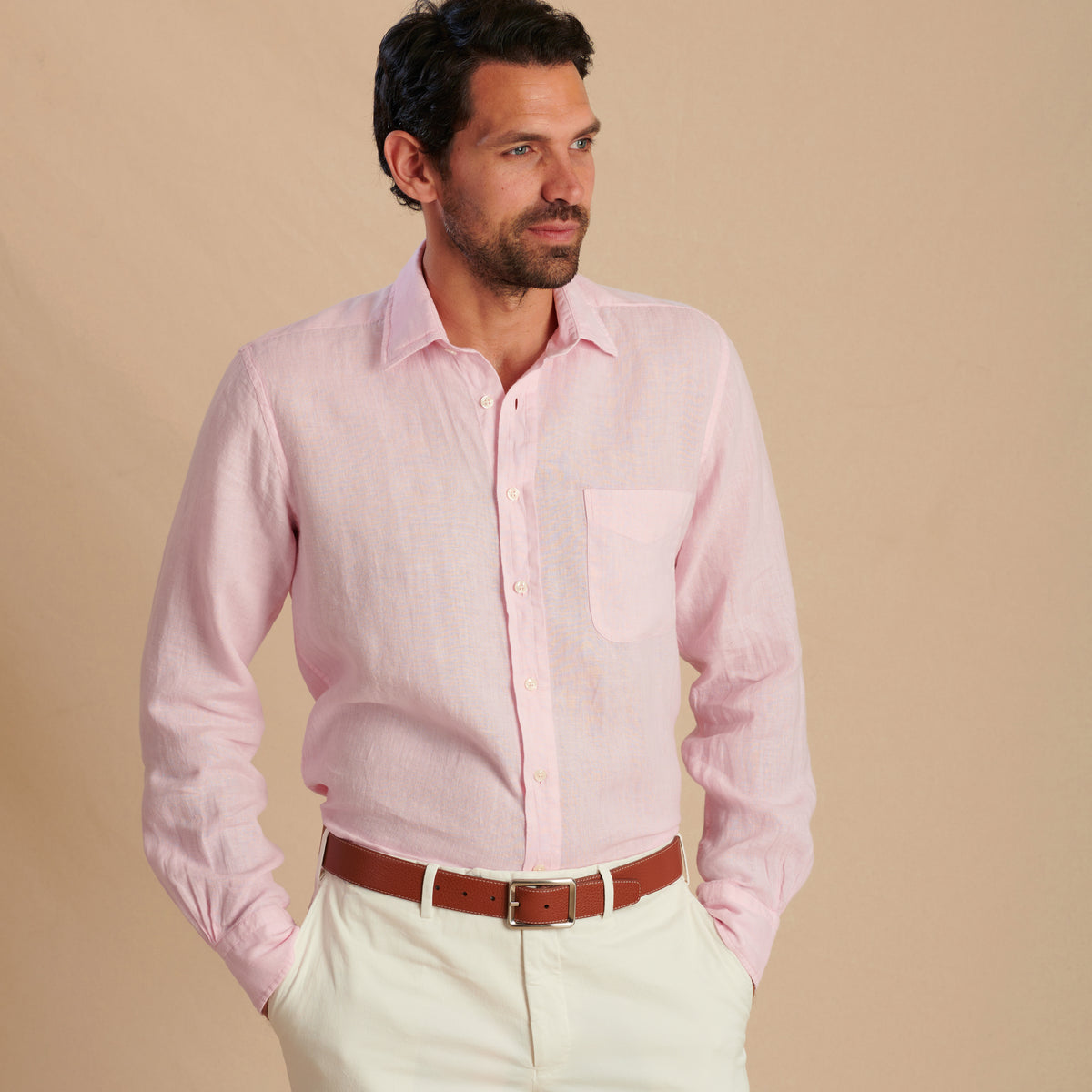 Soft Pink Vintage Linen Shirt