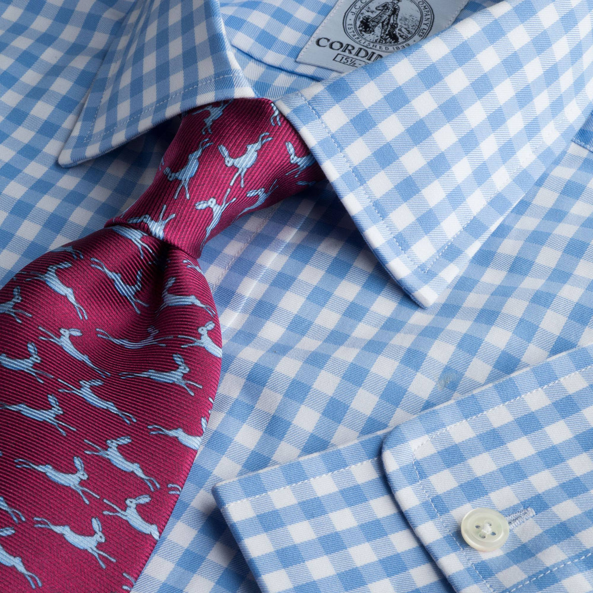 Blue Gingham Cotton Twill Shirt