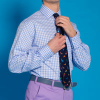 Blue Gingham Cotton Twill Shirt