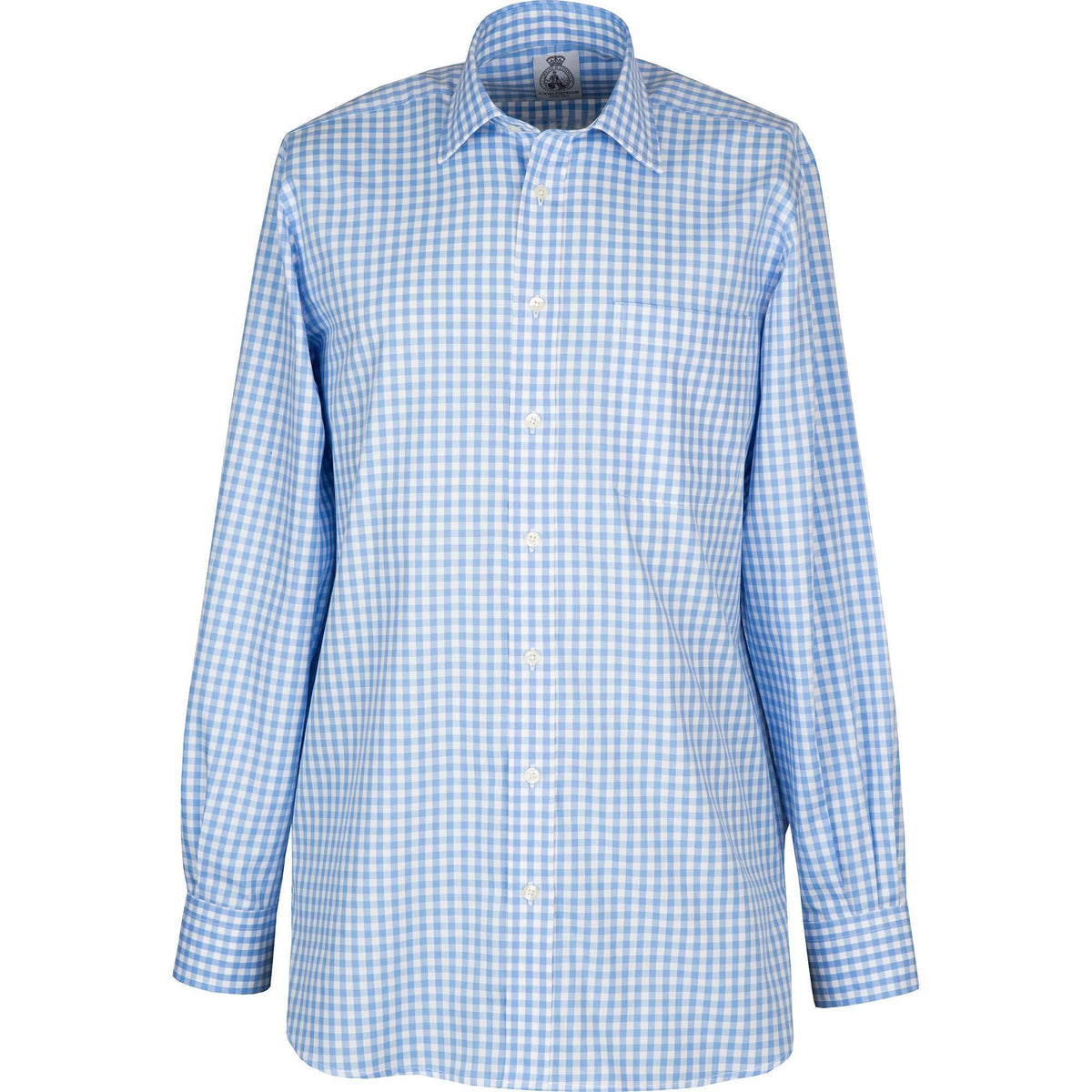 Blue Gingham Cotton Twill Shirt