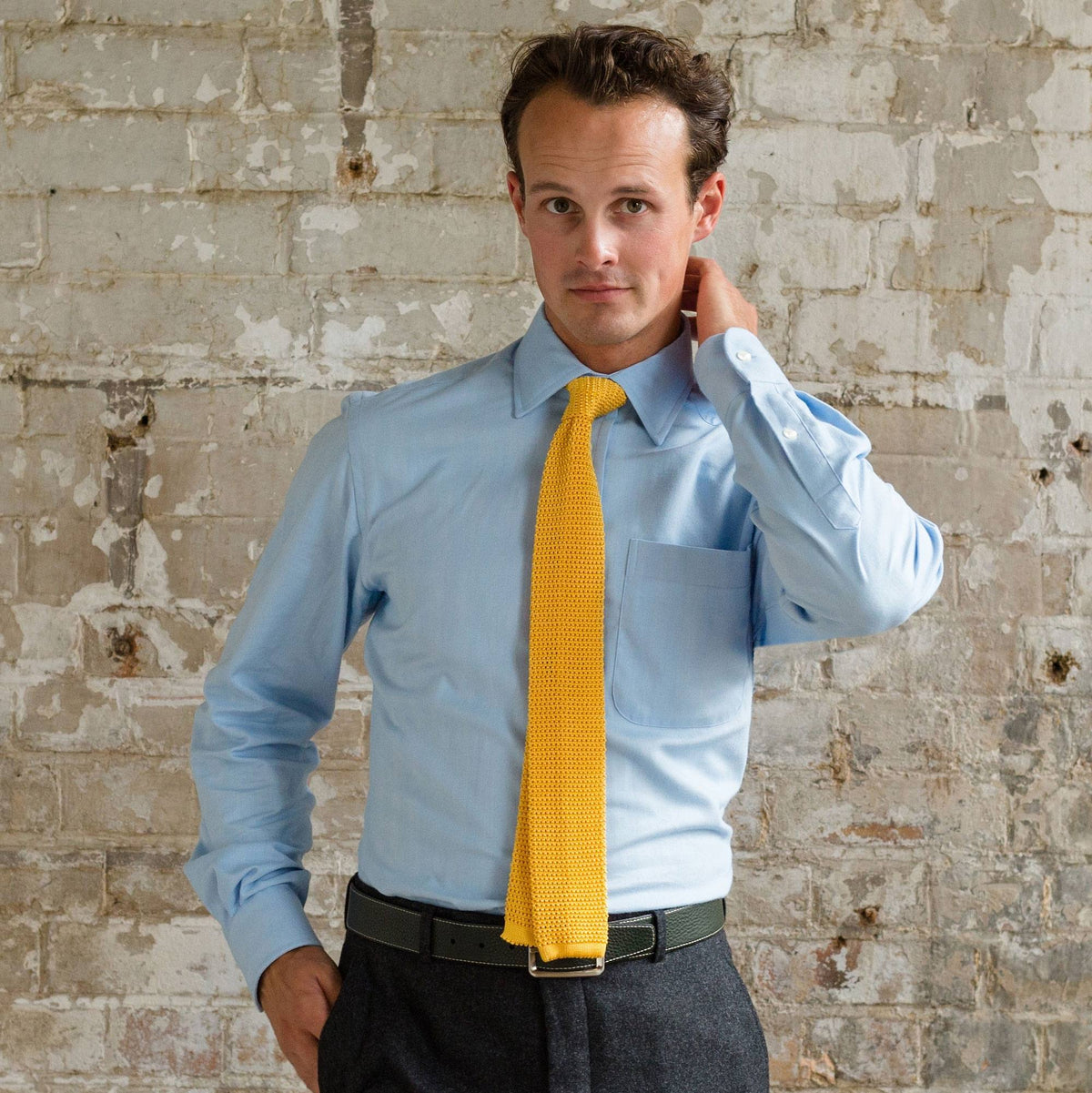 Sky Blue Harewood Herringbone Shirt