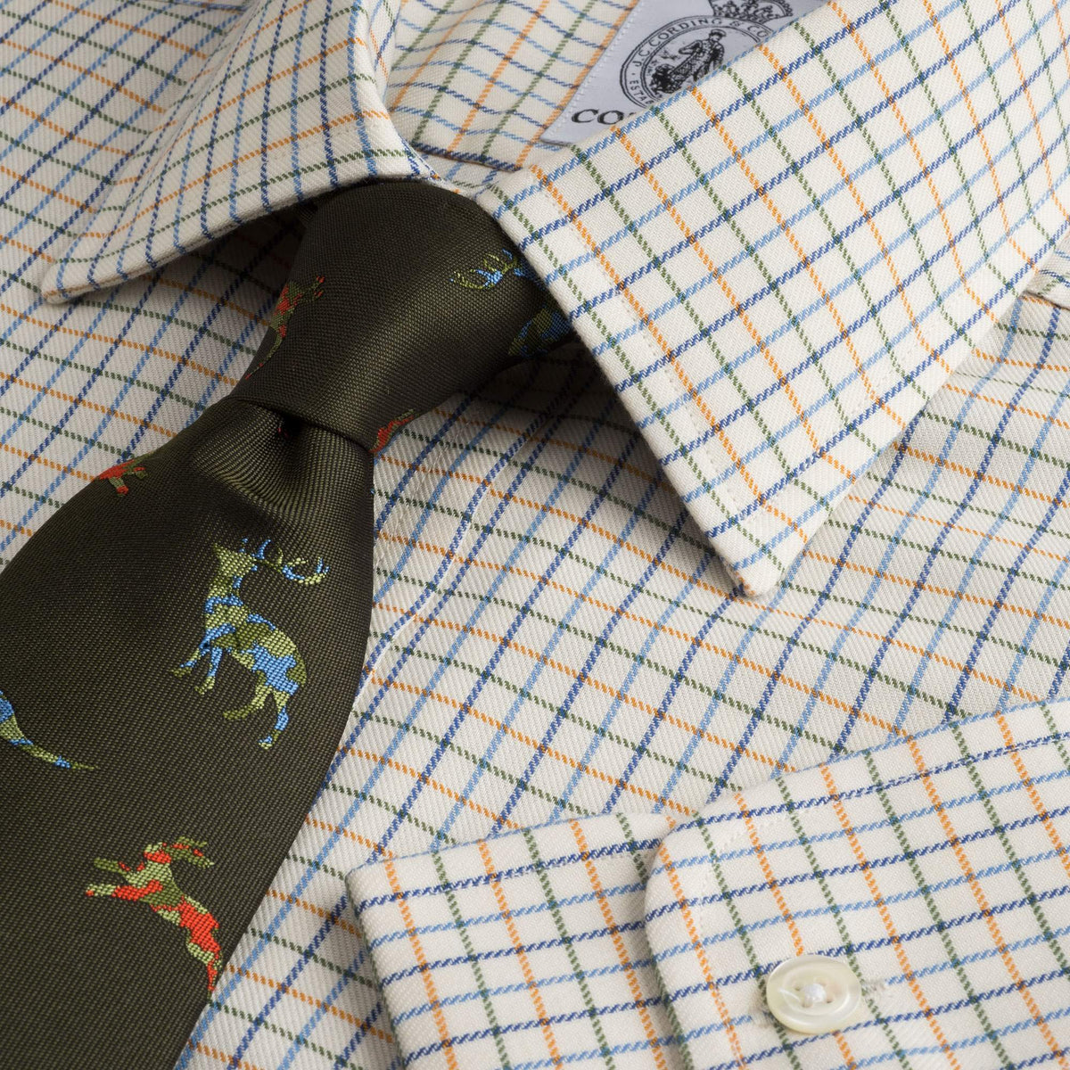 Navy Green Hugo Check Shirt