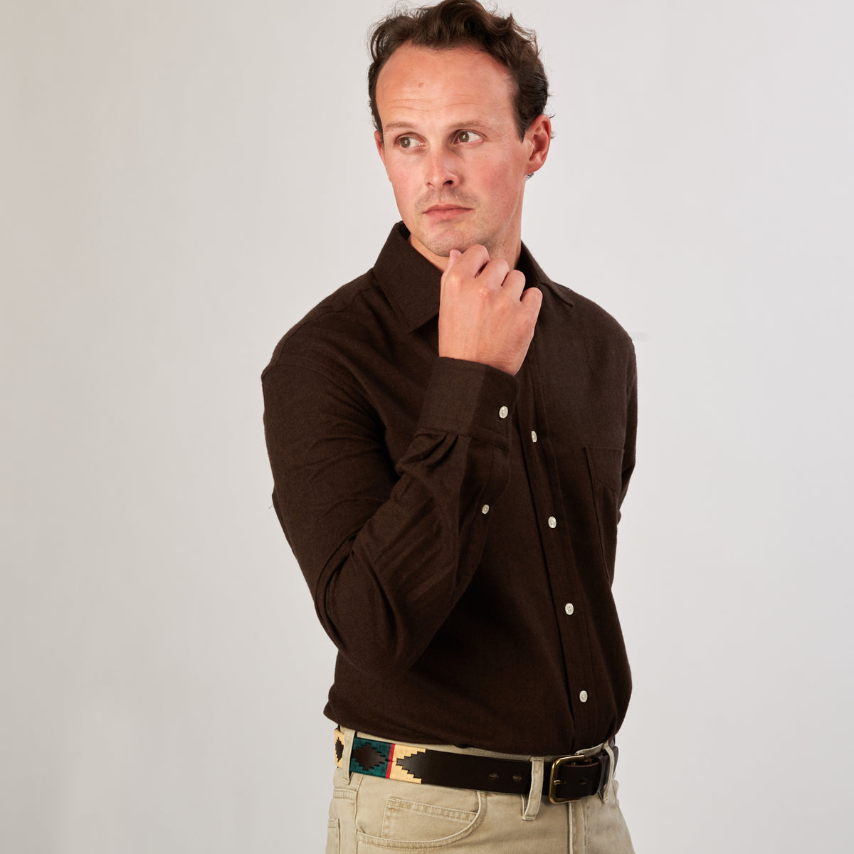 Chocolate Brown Royal Brushed Shirt