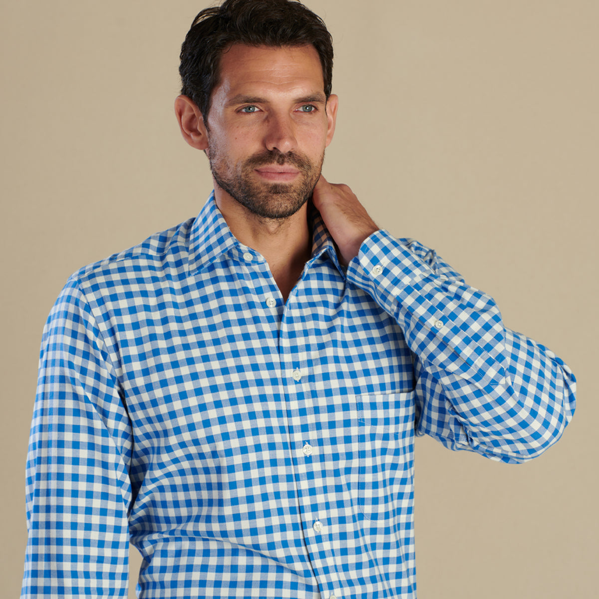 Cobalt Gingham Brushed Shirt