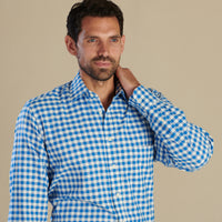Cobalt Gingham Brushed Shirt
