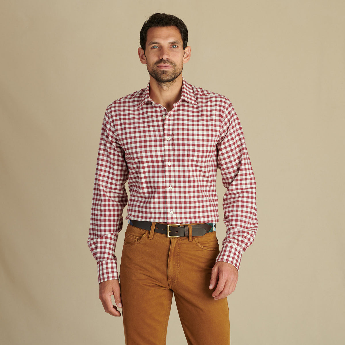 Wine Gingham Brushed Shirt
