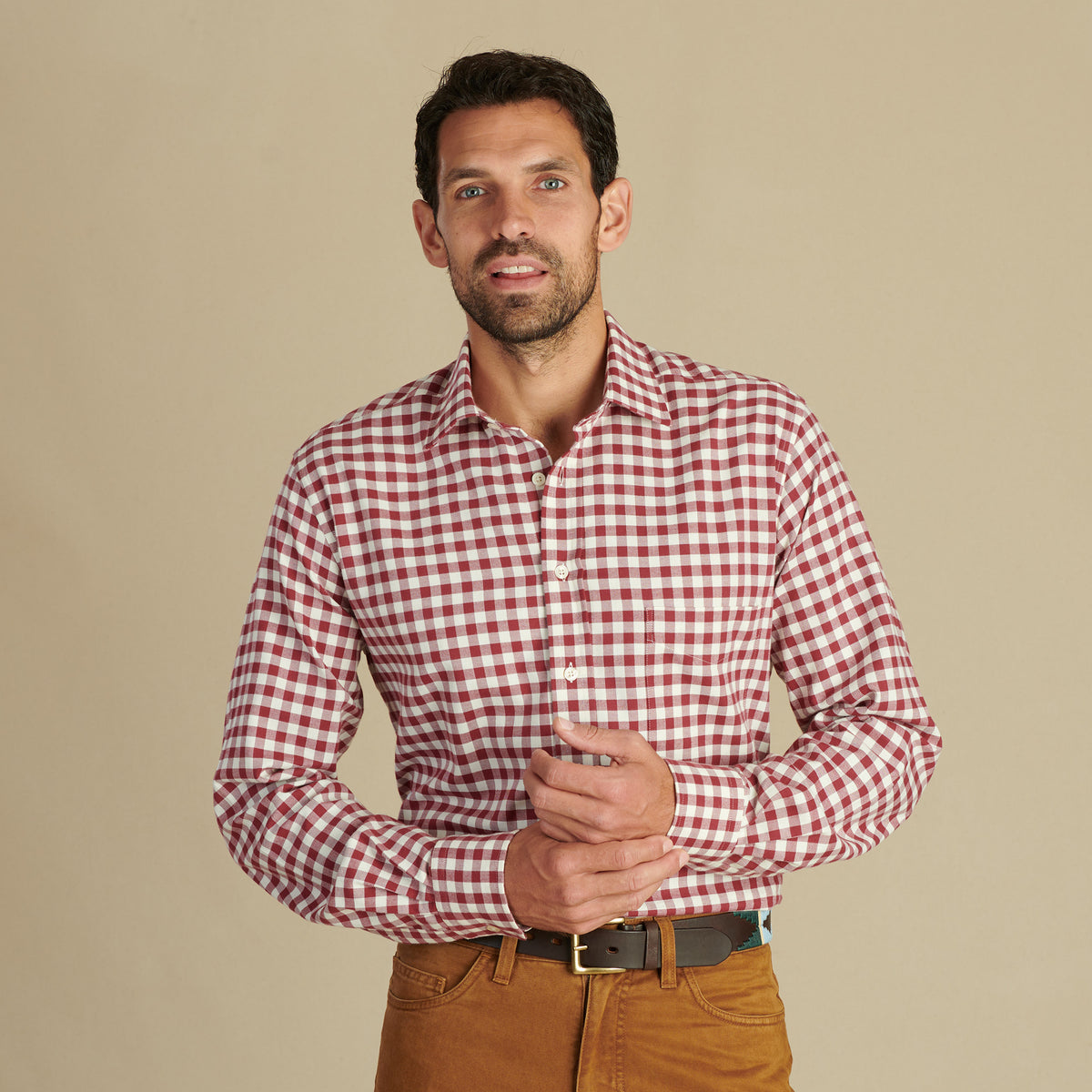 Wine Gingham Brushed Shirt