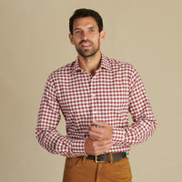 Wine Gingham Brushed Shirt