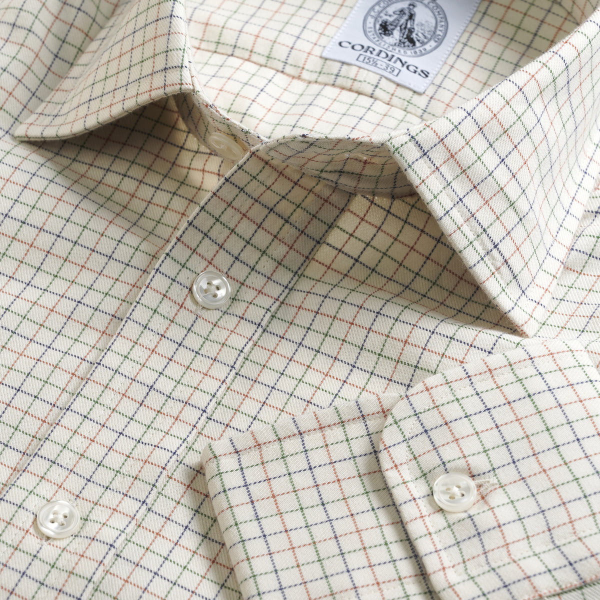 Navy Green Fine Tattersall Shirt