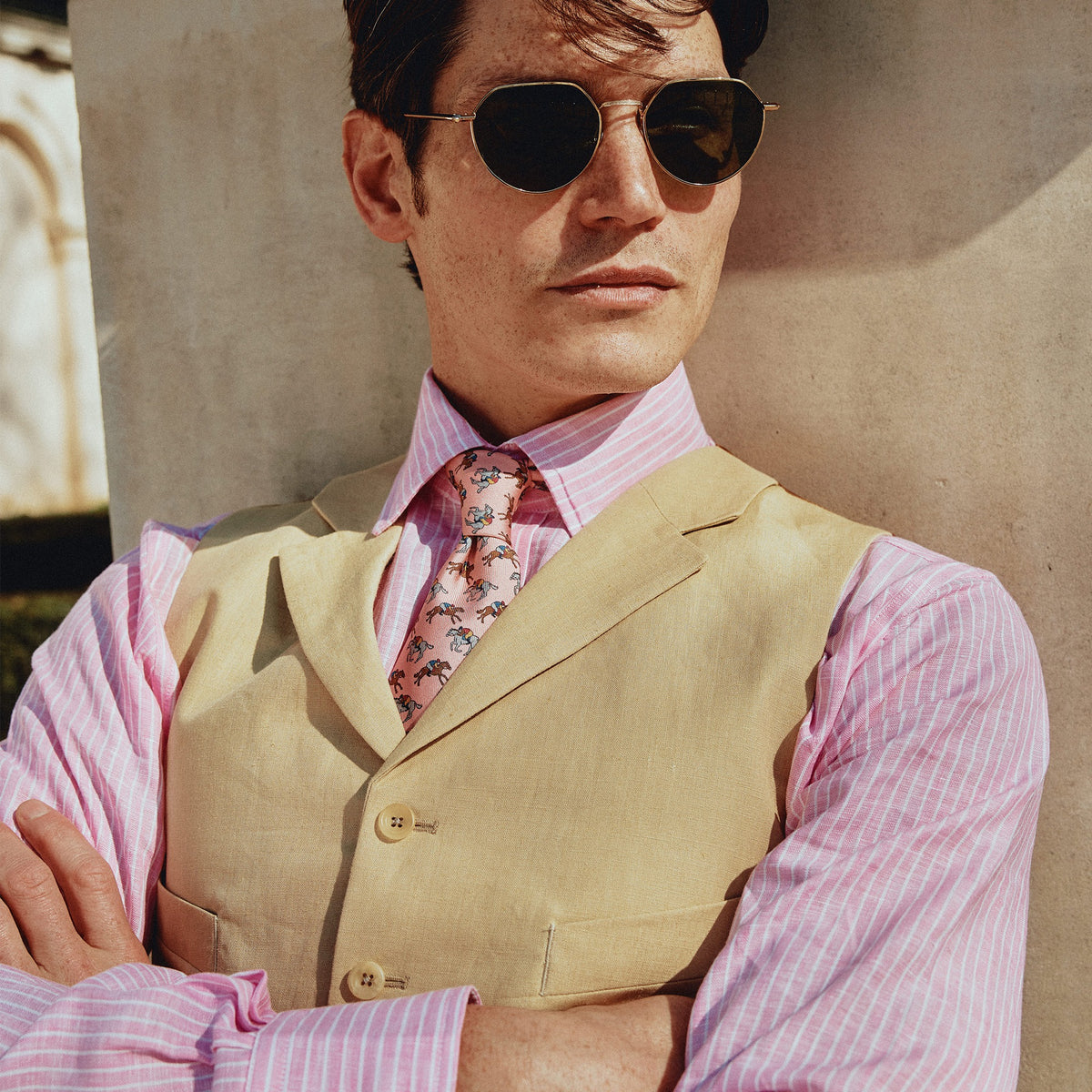 Pink Kinbane Linen Stripe Shirt