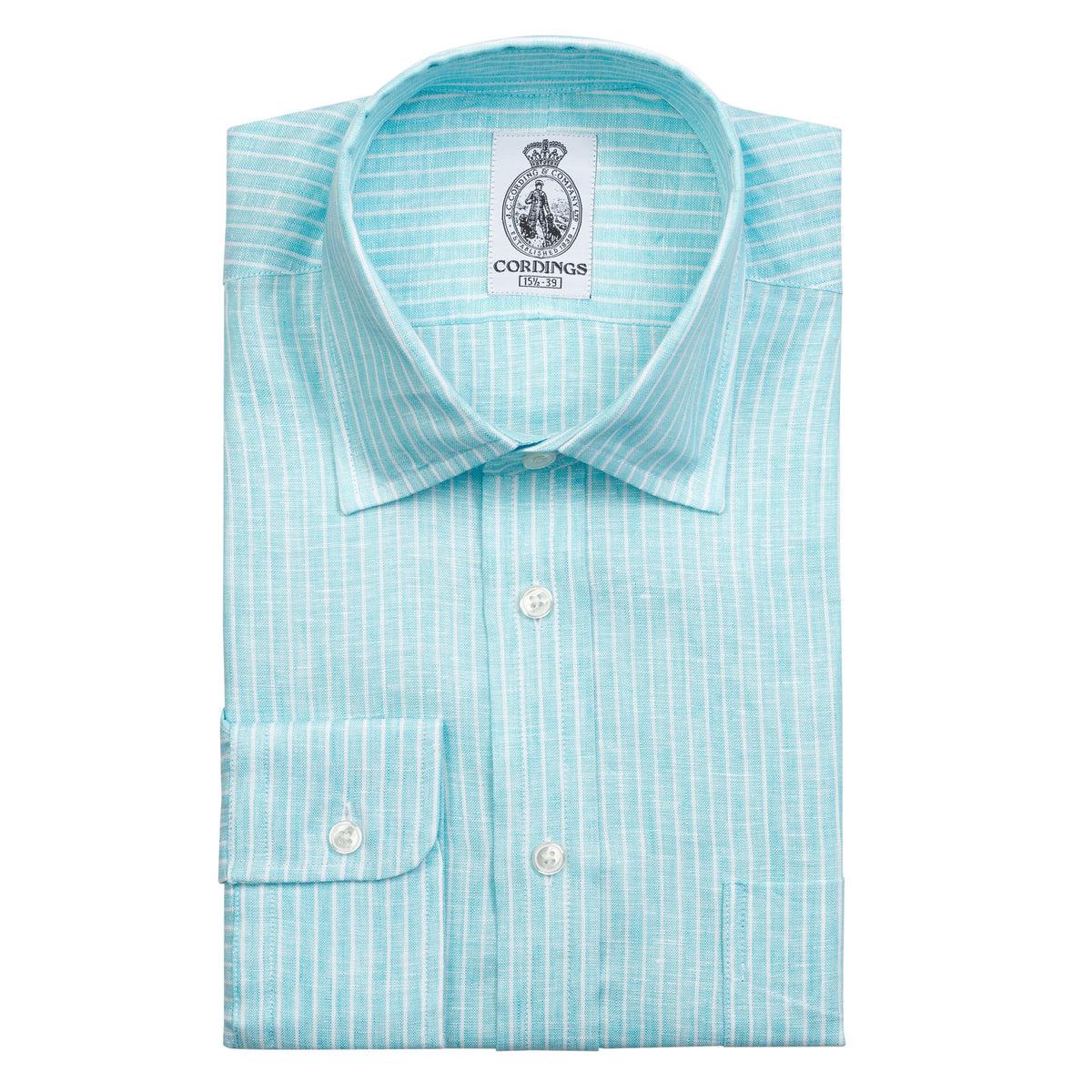 Turquoise Kinbane Linen Stripe Shirt