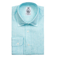 Turquoise Kinbane Linen Stripe Shirt