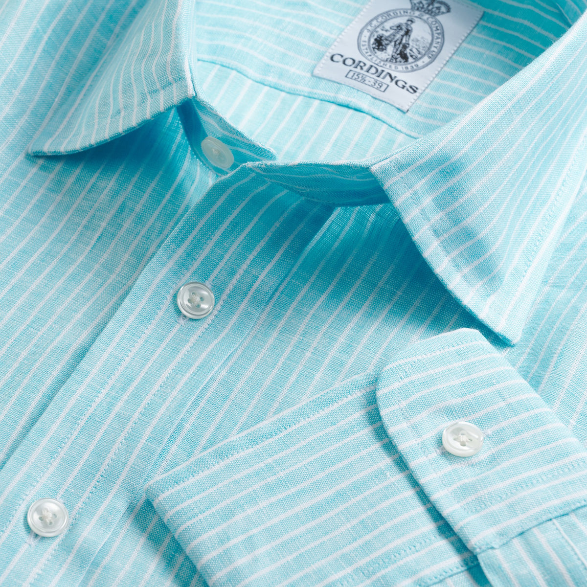 Turquoise Kinbane Linen Stripe Shirt