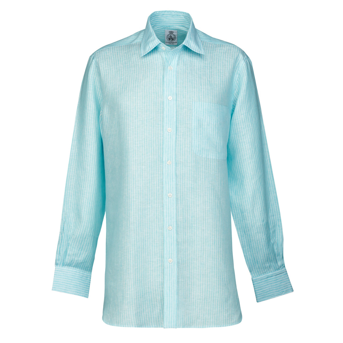 Turquoise Kinbane Linen Stripe Shirt