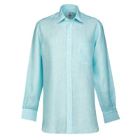 Turquoise Kinbane Linen Stripe Shirt