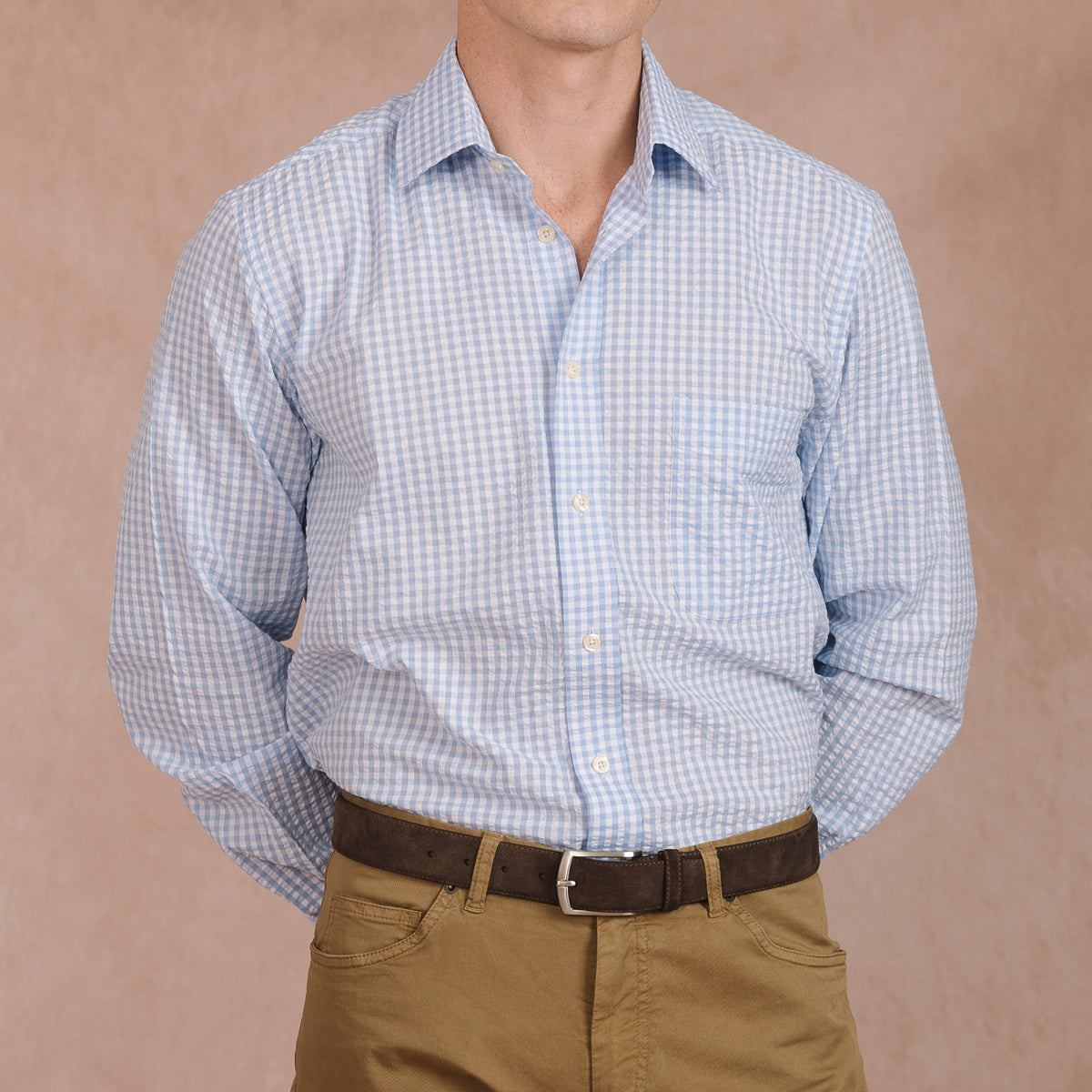 Sky Blue Cley Seersucker Shirt