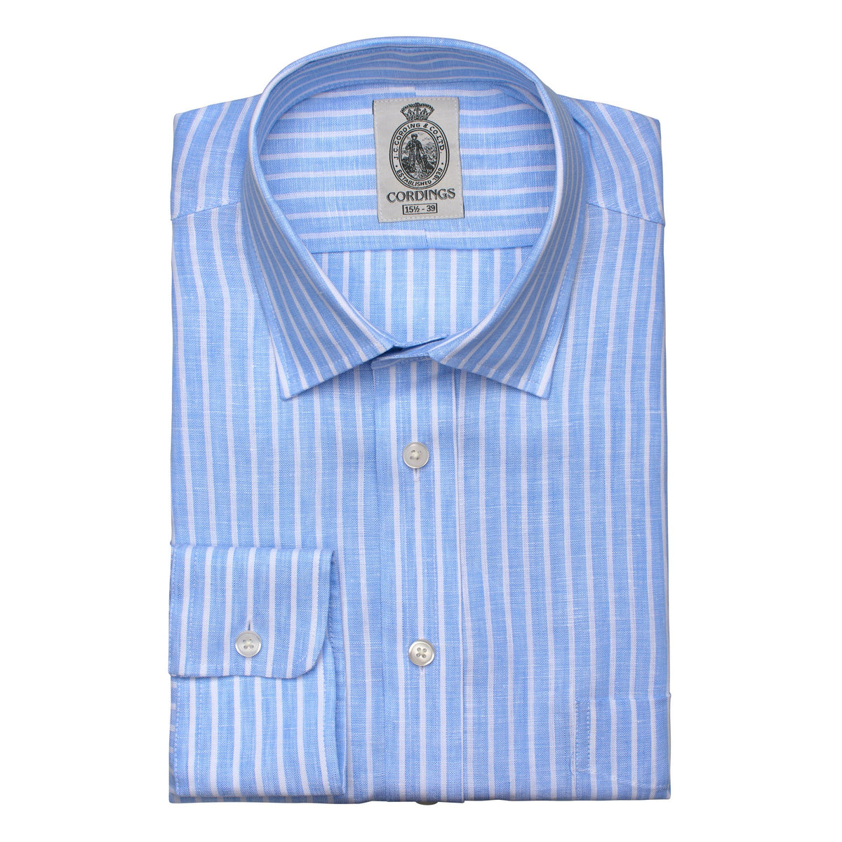 Sky Blue Caister Stripe Linen Shirt